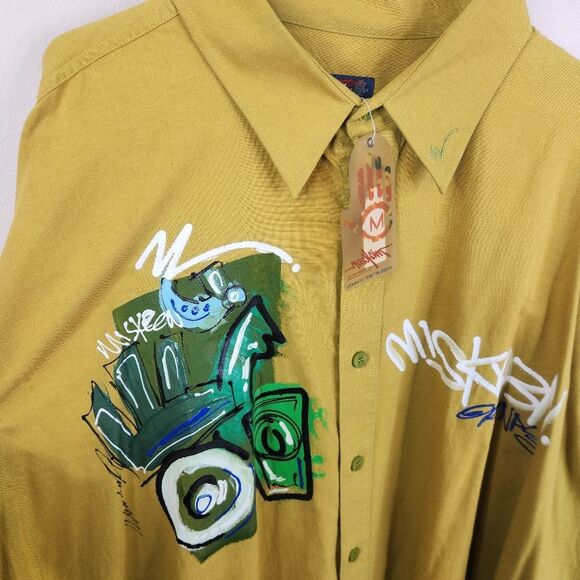 NEW Vtg Miskeen Y2K Hand Painted Long Sleeve Button Down Shirt 4X - Picture 4 of 11